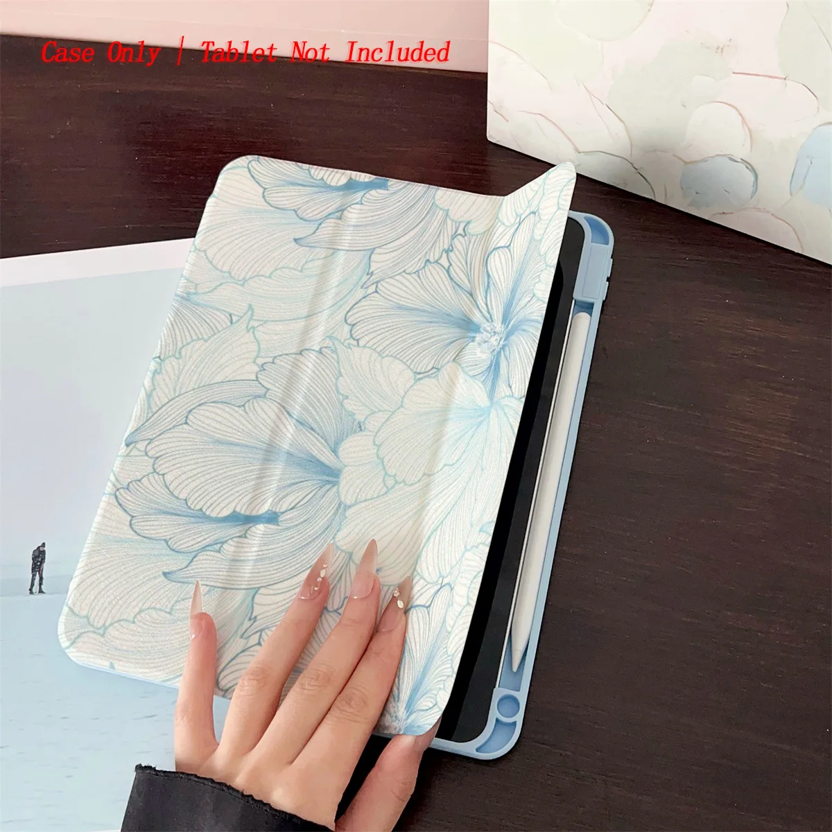Trendy Fresh Blue Petals & Flower Design iPad Cover For Apple iPad 10th Gen Pro 11 Air 4 Mini 6 Protective Case