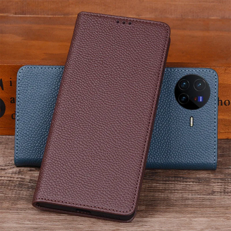 Hot Sales Luxury Genuine Leather Flip Phone Case For For Vivo X80 Pro Leather Half Pack Phone Cover Procases Shockproof Cases