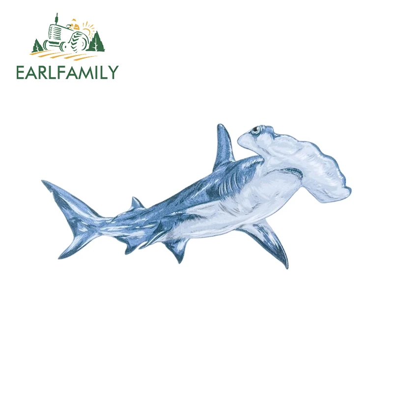 EARLFAMILY 13cm x 6.1cm for Hammerhead Shark Animal Car Sticker Scratch-Proof ATV Surfboard Decal Bumper Fashionable RV Graphics