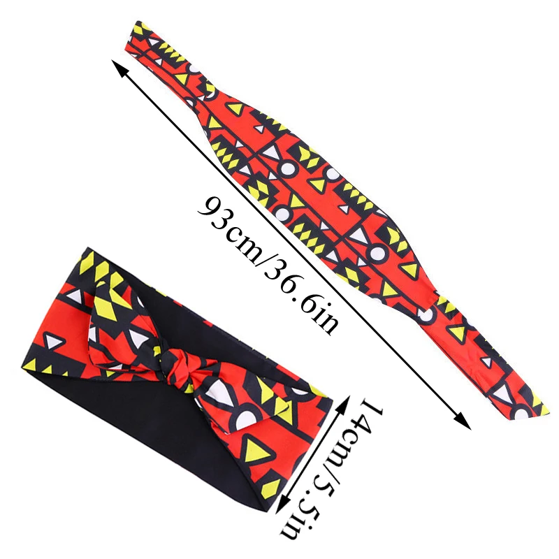 New African Pattern Print Headband Knotted Twist Bow Tie Hair Band Women Sport Yoga Run Hair Wrap Make Up Headwrap Turban