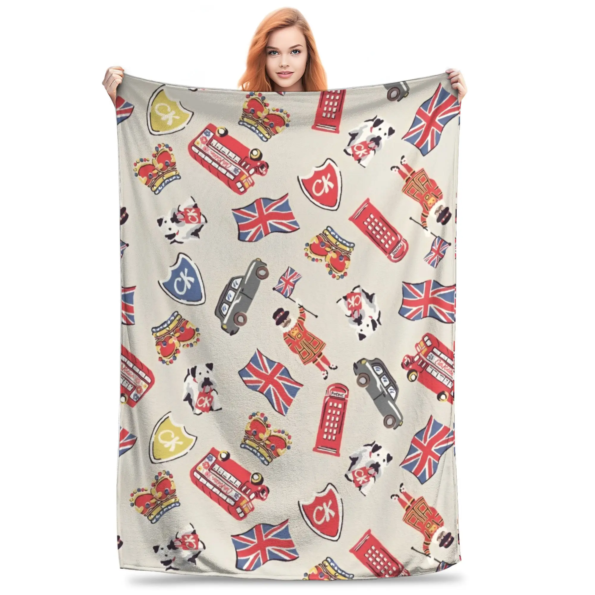 

Whispers of London Knitted Blanket Fleece Lightweight Throw Blanket for Bedroom Sofa Bed Rug