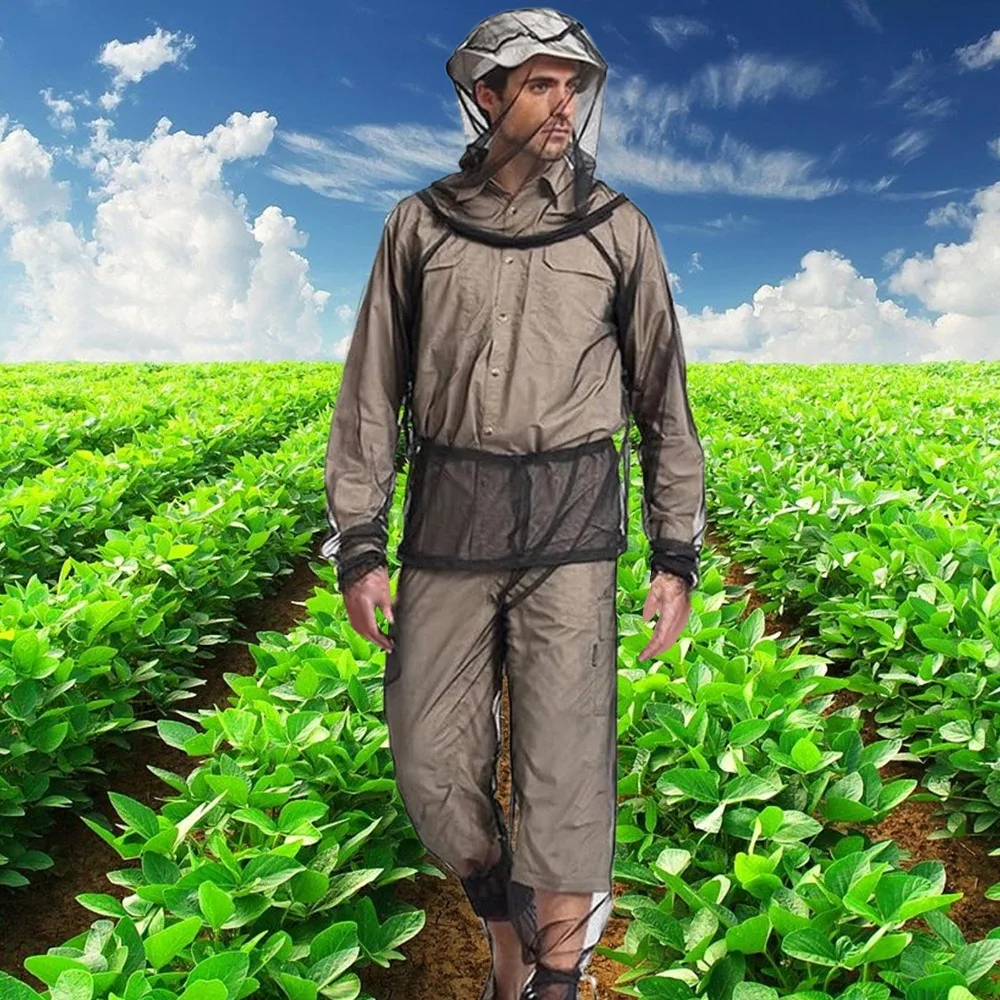 Outdoor Mosquito Protection Suit Insect Proof Mesh Hooded Jacket For Fishing Camping Bug Net Shirt Pants Full Body Coverage - view 3