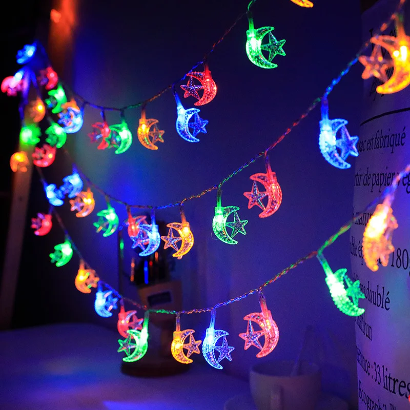 

Christmas Decoration Star Moon LED String Lights Indoor Party Atmosphere Room Battery Star Lights Outdoor Festival Curtains 269