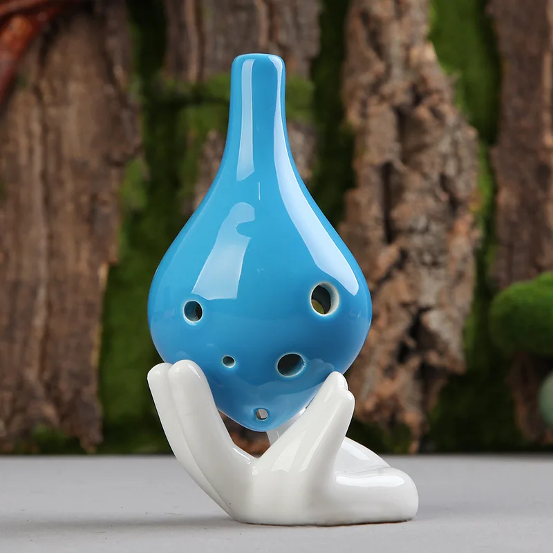 

Long Mouthed Solid Pottery Ocarina Creative Gradient Color Students Ceramics Handmade Beginners Ac Tone Orff Instruments 6 Hole