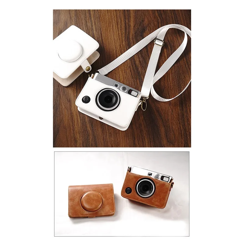 ABMF-PU レザーカメラバッグ富士フイルムインスタックスミニ EVO 保護ケースショルダーストラップ付きカメラアクセサリー収納