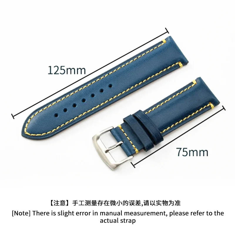 For Citizen Blue Angel At8020 Air Eagle 1 2 Generation Jy8078 Blue Cowhide Needle Buckle Waterproof Leather 22 23mm Watchband