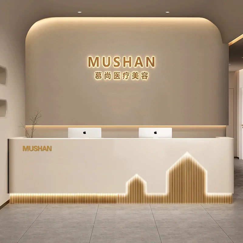 

Homestay Reception Checkout Counters Original Wood Color Hotel Lacquered Checkout Counters New Chinese-style Furniture JT40C