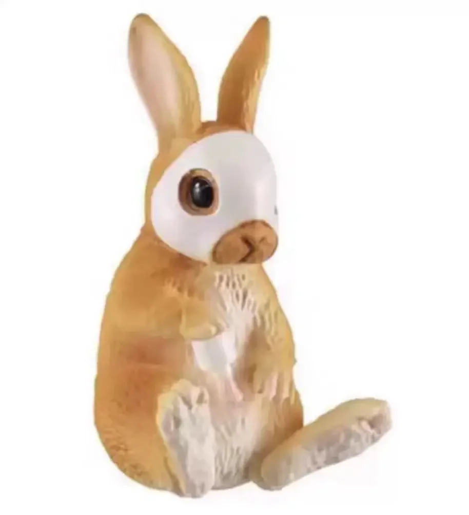Genuine Action Figure Animals with Facial Mask Lion Pig Giraffe Rabbit Decoration Gacha Model