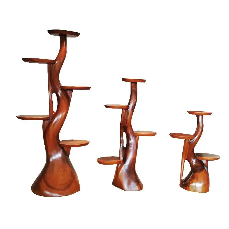 Bedroom shelf Multi-layer balcony frame Solid wood ornament