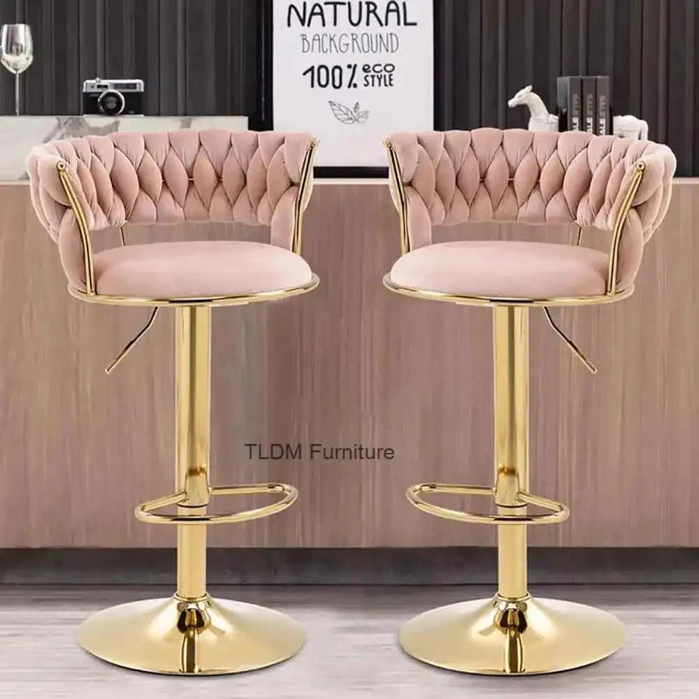 

Set Of 2 Armrest Bar Chair Luxury Trendy Adjustable Height Design Bar Chair Modern Ergonomic Cadeira Living Room Furniture