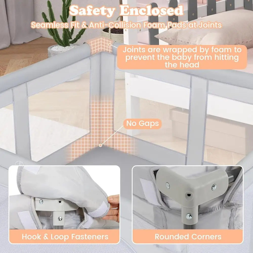 ポータブル折りたたみ式プレイヤード、オーシャンボール50個付き、屋内/屋外ベビーセーフティフェンス、幼児用プレイルーム（50 x 50）