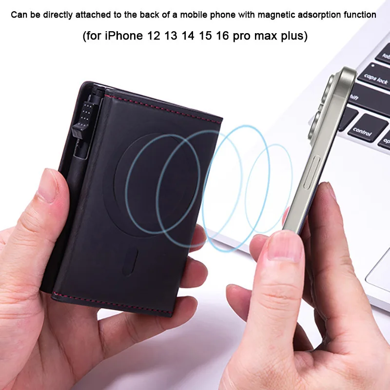 VM FASHION KISS RFID Wallet For Men Case Card Holder PU  Magnetic Pocket For IPhone 12 13 14 16ProMax 15Plus Bank ID Card Wallet