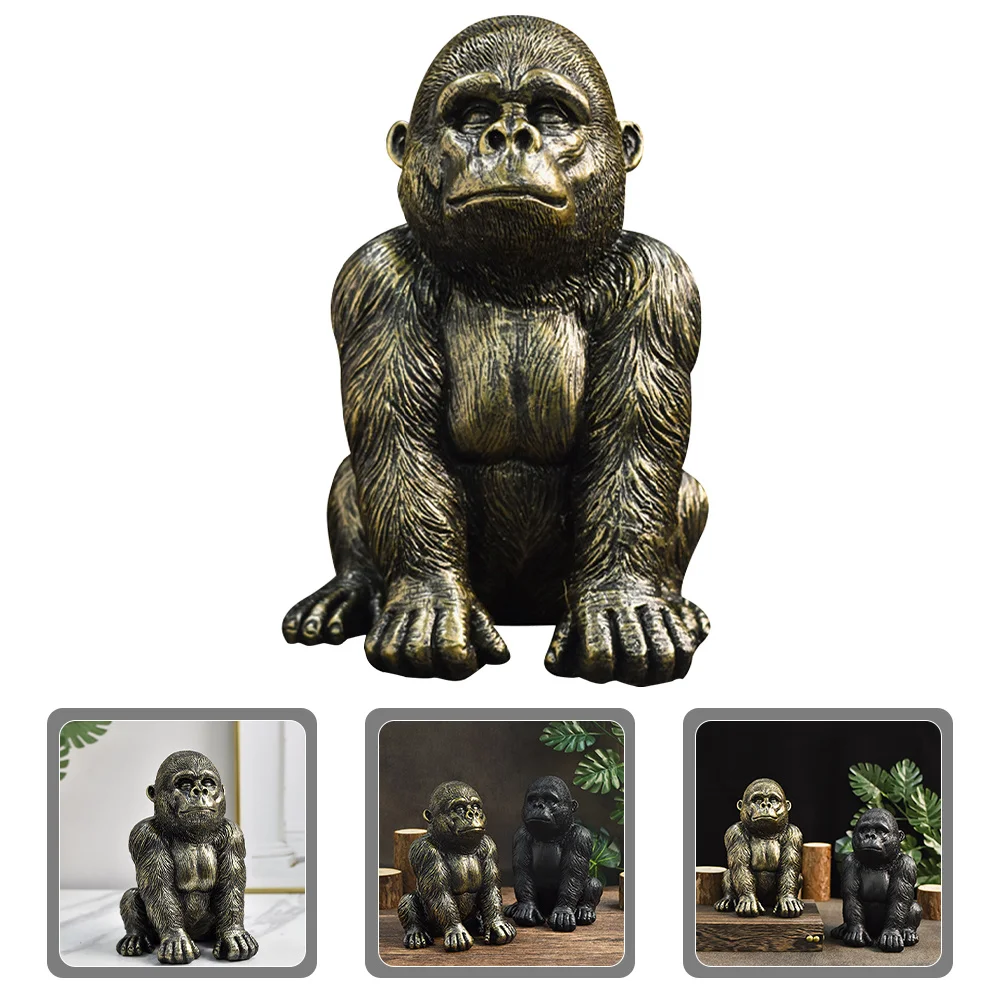 

Premium Resin Gorilla Statue Decorative Realistic Gorilla Sculpture Desktop Ornament Unique Design Home Festive Decor