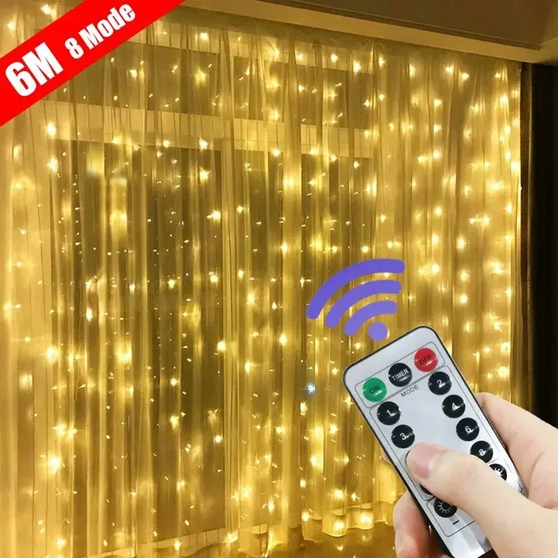 3x3m Curtain Garland on The Window USB Power Fairy Lights Festoon with Remote New Year Garland Led Lights Christmas Decor