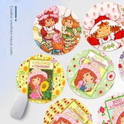 Strawberry-shortcake girl Mousepad INS Tide Round Keyboard Mat Table Mat Students Cabinet Gamer Desktop Mousepad Cup Mats