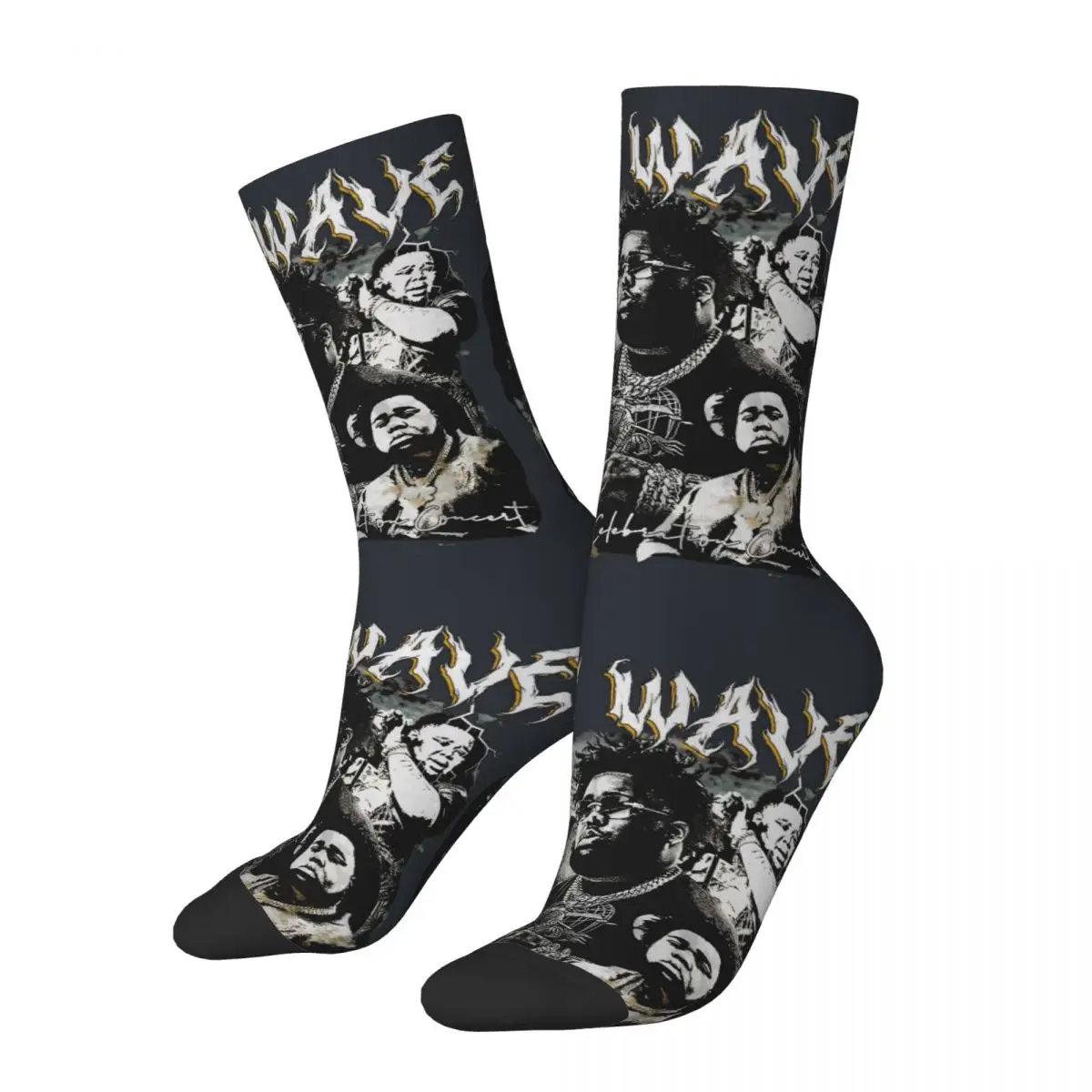 Funny Men's Socks Retro Harajuku rod wave Hip Hop Novelty Pattern Crew Crazy Sock Gift Printed official-website tops fugees