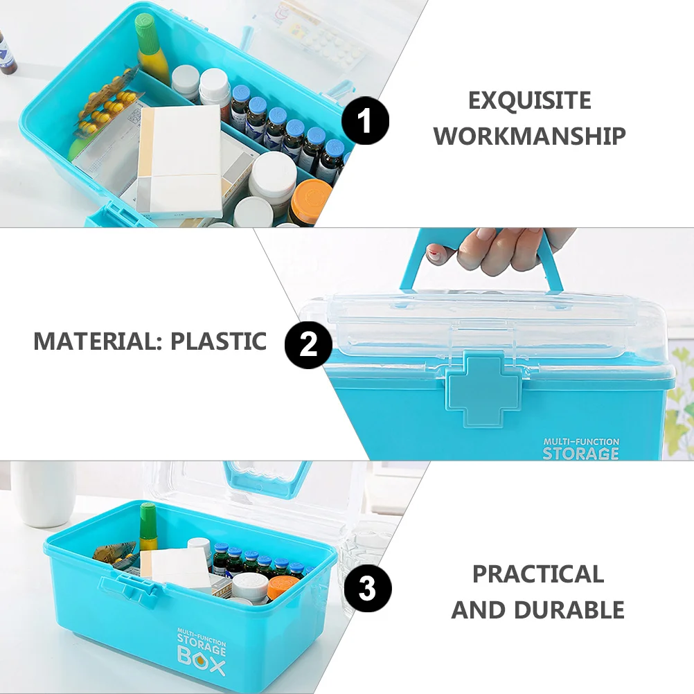 

Durable Portable Medicine Box Multi-Purpose Organizer for Home Travel Sports with Handle Large Capacity Storage Case