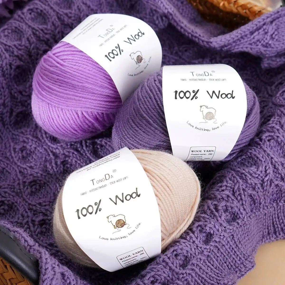 50g 100% Pure Wool Yarn Wool Yarn Handmade DIY Woven Scarf Hat Morandi Color Medium Thick Stick Needle Hand Knitted Yarn Ball