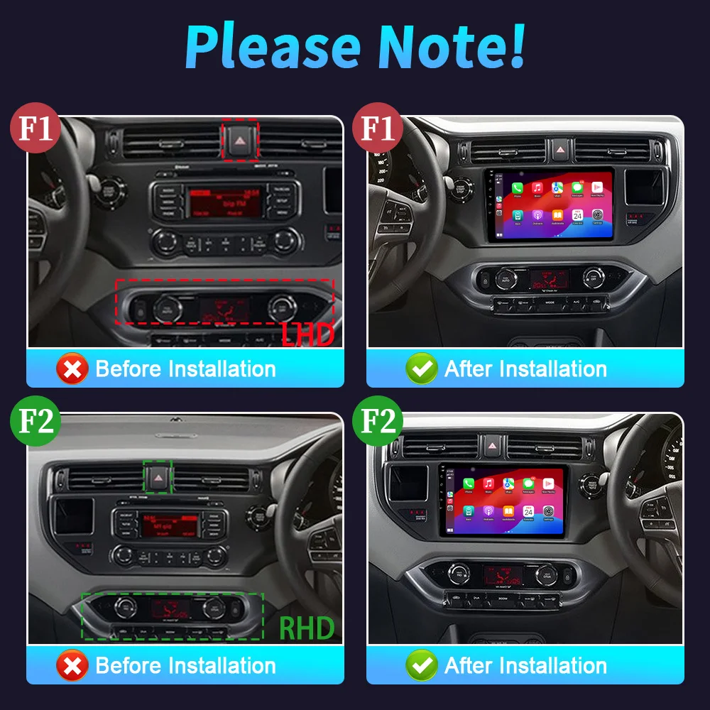 Android 13 For Kia RIO K3 2011-2015 Right Handle Drive Car Radio Multimedia Player Navigation 4G WIFI GPS CarPlay Touch Screen