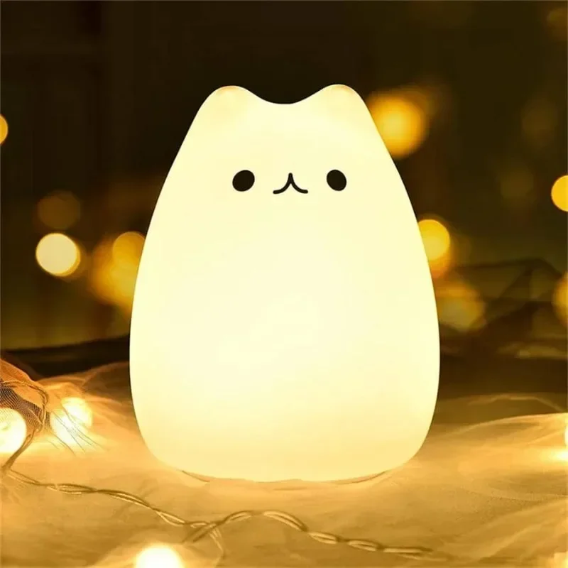 Christmas Gift Cat Night Light Cute Lights Battery Operated Cat Lamp Nightlight Birthday Gift for Kids Baby Children