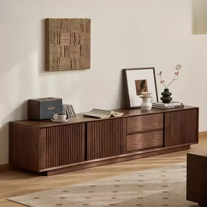 

Североамериканский шкаф для телевизора из черного ореха, скандинавский простой напольный шкаф из цельного дерева, домашний шкафчик для гостиной