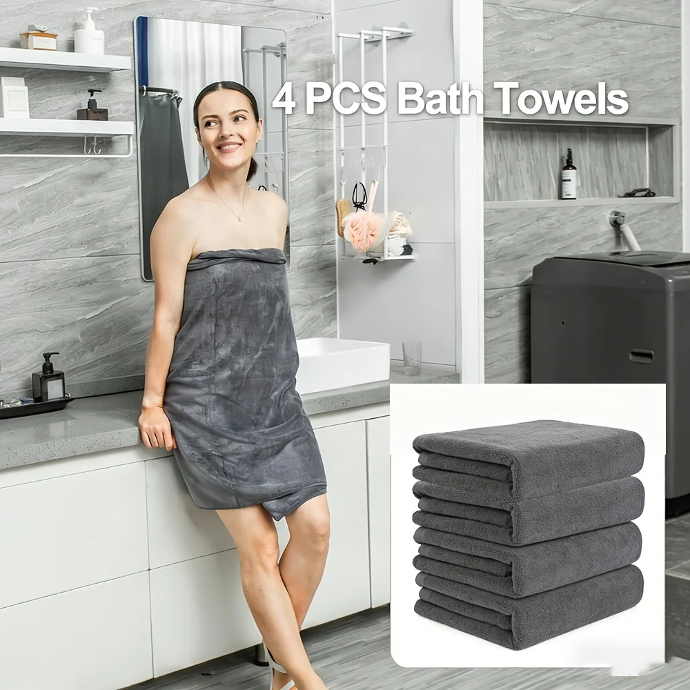 4-Piece Oversized Bath Towel Set  Extra-Large Soft Bath Sheets, Highly Absorbent & Quick-Drying for Daily Use at Home or in Shared Spaces