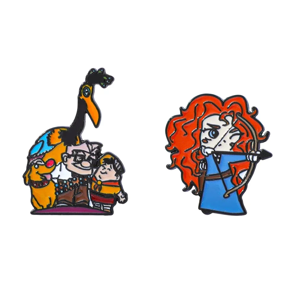 Broche de dibujos animados de Anime, Pin esmaltado creativo de Merida valiente, insignia de Metal, joyería, ropa, mochila, accesorios de regalo, 2 uds.