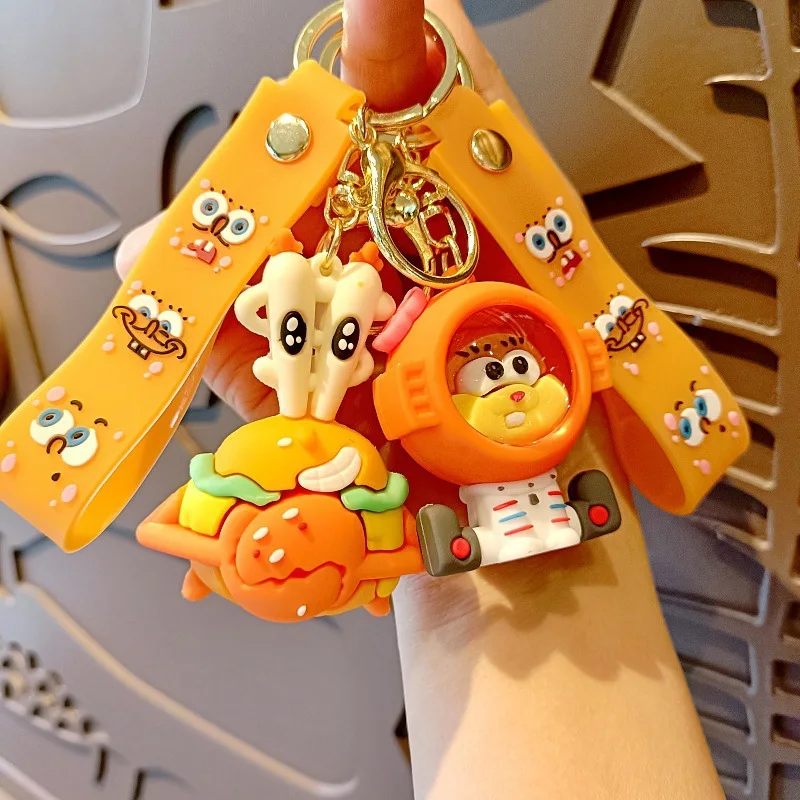 

New 2025 SpongeBob & Patrick Star 3D Figural Keychain - Cute Backpack Charm/Car Key Ring, Adorable Small Gift for Fans