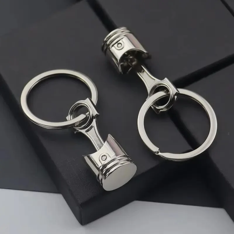 1/3/6pcs Car Engine Piston Style Keychain Key Ring Creative Metal Piston Model Keyring Pendant KeyChain Decor Car Accessories