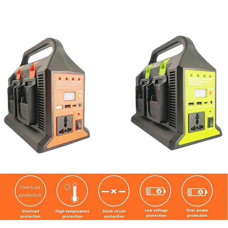 Inverter di potenza a 4 canali da 300W per convertitore Power Bank Makita/DeWalt/Milwaukee/Bosch a AC 110V/220V USB PD3.0 Tpye-C con luce