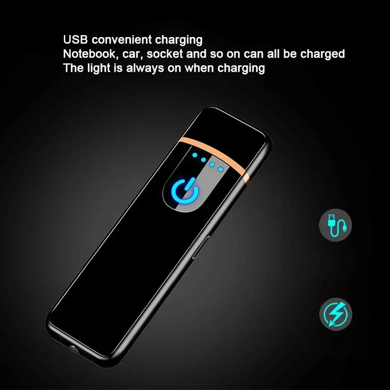 Горячая USB электрическая зажигалка ветрозащитная USB перезаряжаемая сенсорная ветрозащитная аксессуары для сигарет электрическая зажигалка портативные аксессуары