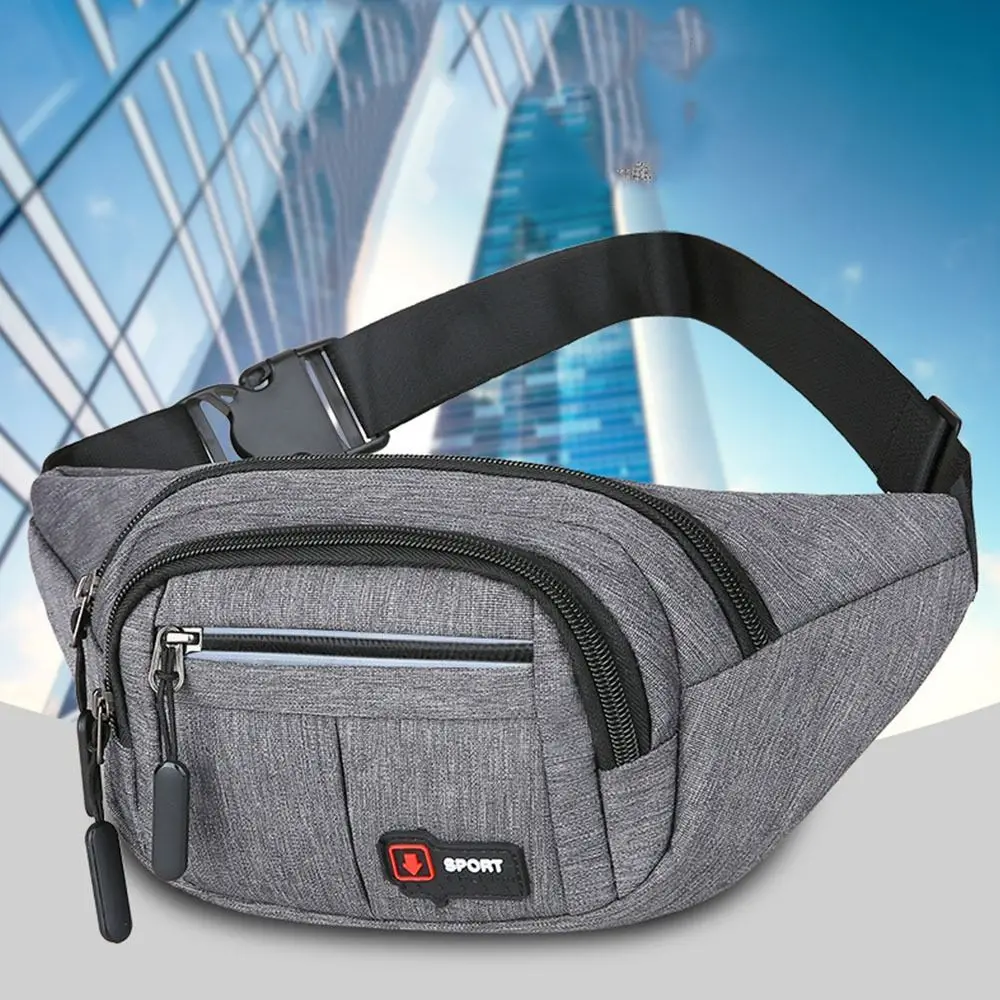 

Large Capacity Men's Waist Bag With reflective strip Adjustable Shoulder Strap Sports Crossbody Bags Nylon Lightweight Chest Bag