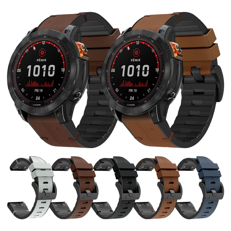 

Кожаный ремешок для часов 22/26 мм для Garmin Fenix 8 Pro E 7X 7 6X 6 5plus Band Quatix 8/Descent Mk3i Mk2i QuickFit Wristband