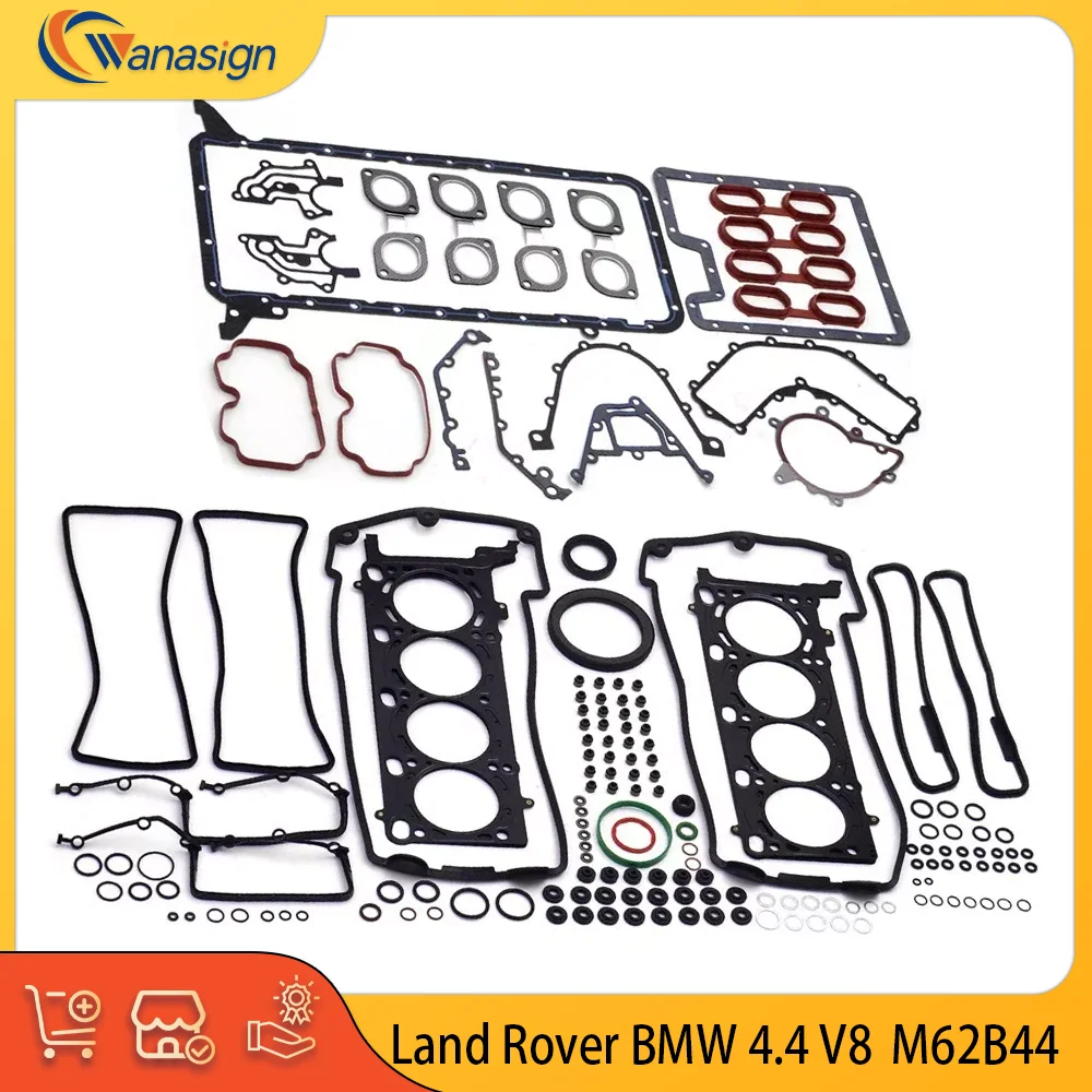 AUTO Rebuild Engine Seals Gaskets Kit For Land Rover BMW Range Rover 5 7 8 X5 4.4L V8 GAS DOHC M62B44 1996-2005