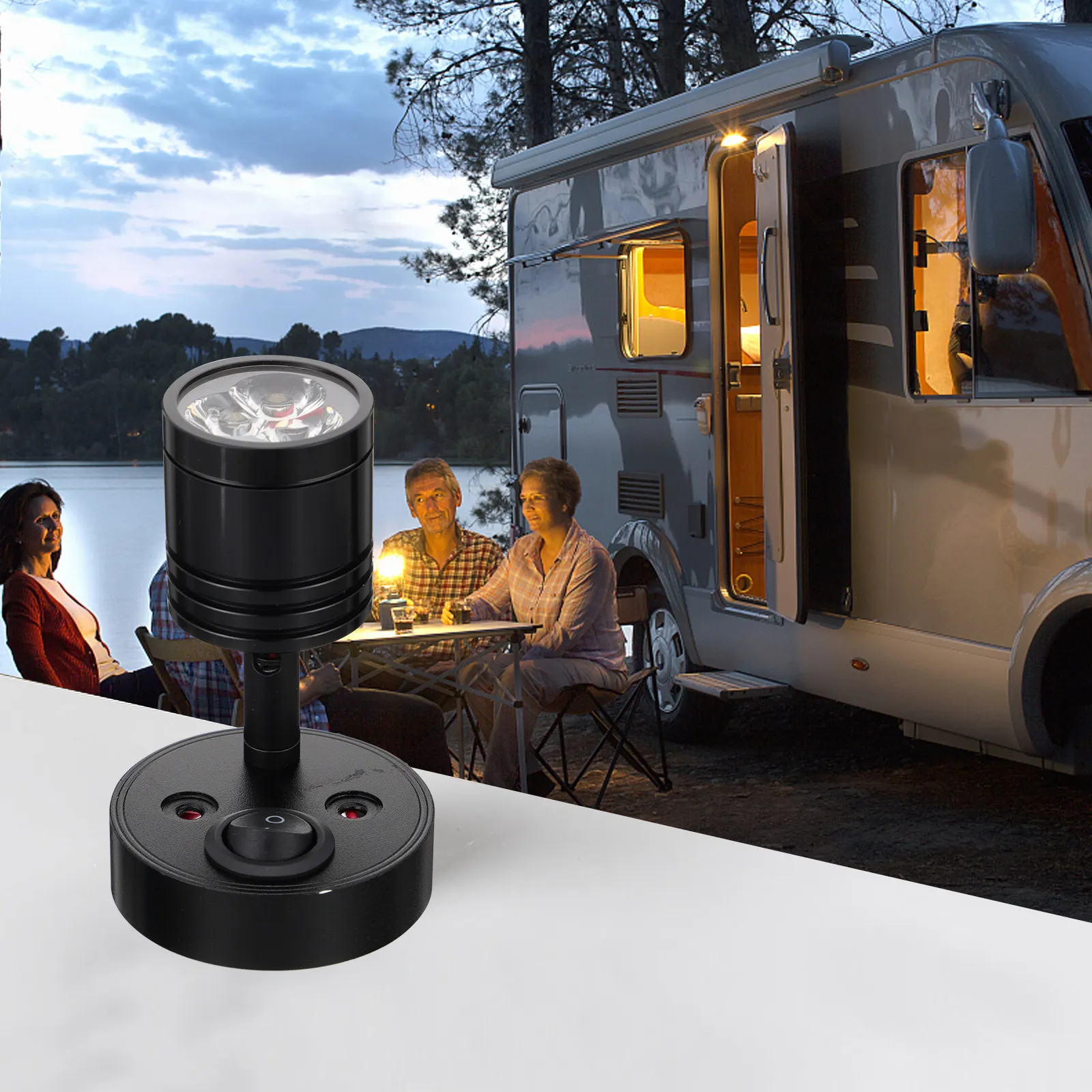 

LED Reading Light 3W Aluminum Adjustable Swivel Marine Yacht Rv Bedside Spotlight Car Touring Boat Reading Lamp