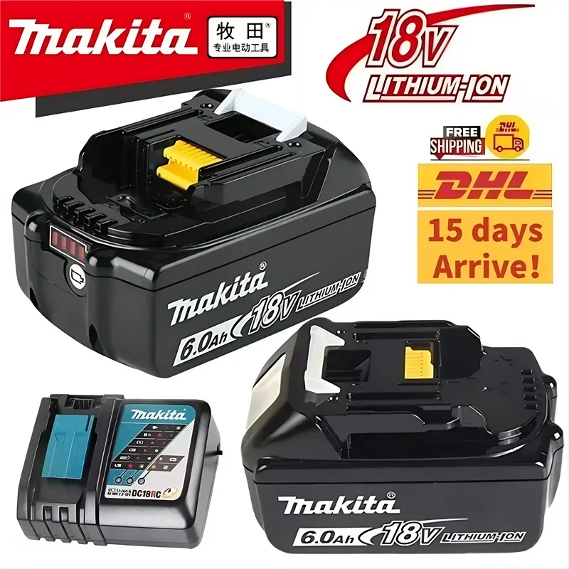 

100% Genuine Makita 6Ah for Makita 18V Battery BL1860B BL1840 BL1830B BL1850B BL1850 BL1860 BL1815 Replacement Lithium Battery
