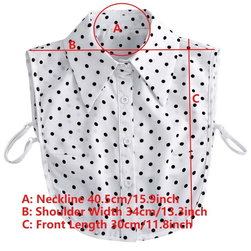 여성용 스타일리시 가짜 칼라 탈부착 가능한 반셔츠 블라우스 가짜 칼라 물방울무늬 셔츠 여성 소녀용 가짜 칼라