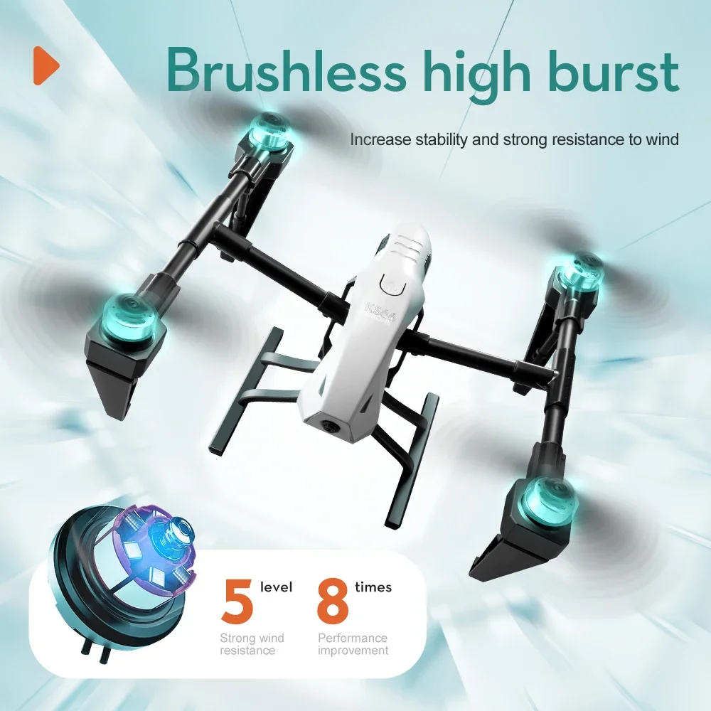 KS66 Rc Drone 2.4G WIFI FPV with 4K/6K HD Camera 15mins Flight Time Brushless  RC Drone Aluminium Alloy Quadcopter RTF Plane