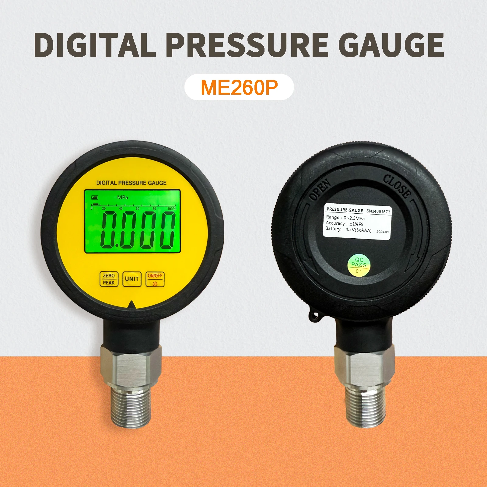 Moray ME260P 4-20Ma IP65 Battery Powered Low Consumption LCD Test Instruments Digital Pressure Gauge