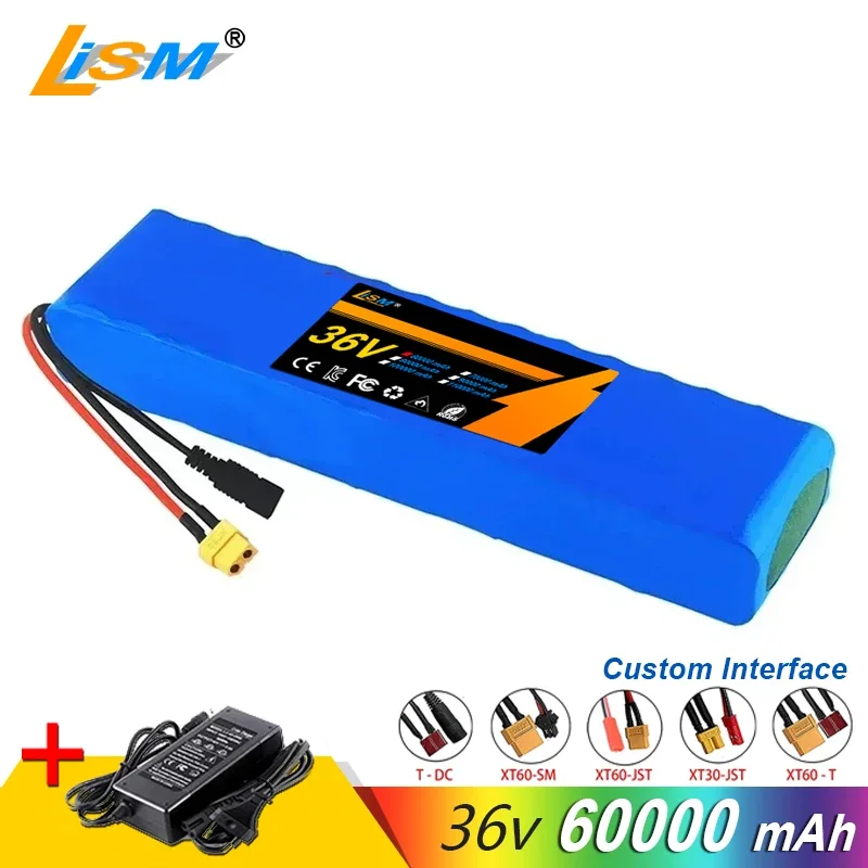 18650 Lithium Ion Battery 500W High Power And Large Capacity 10S3P 36V 60Ah Ebike Battery Pack 42V Motorcycle Scooter