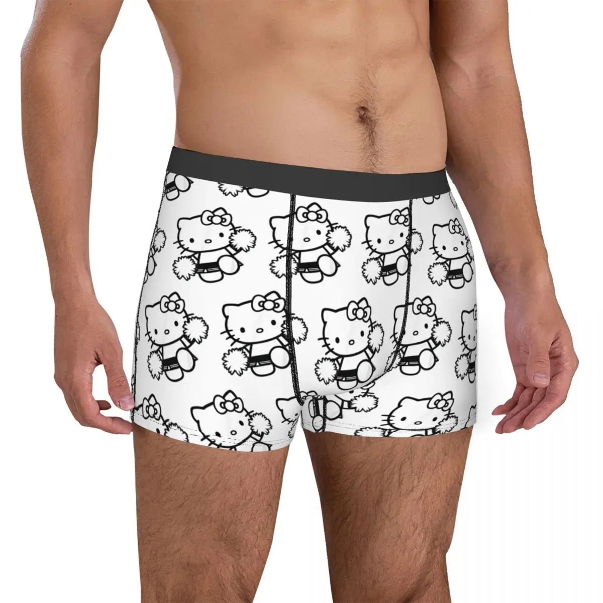 Custom Hello Kitty Cheerleader Squad Team School Man Boxers Ultra Soft Underwear Printed Funny Underpants