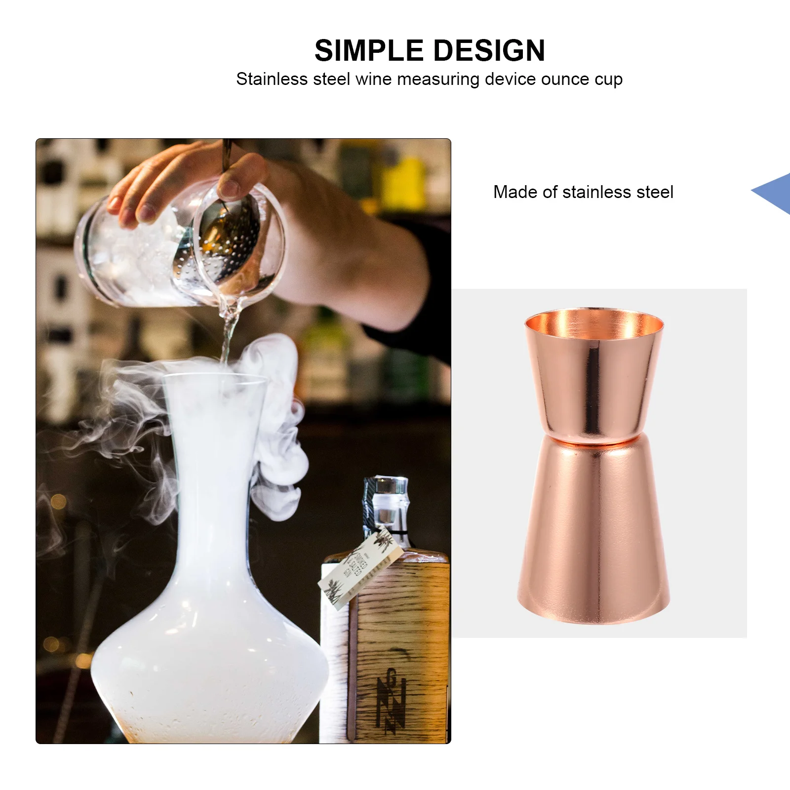 

2pcs Stainless Steel Cocktail Double Jiggers Rose Gold Wine Measuring Devices Bar Accessories Measuring Cup Ounce Jigger Tool