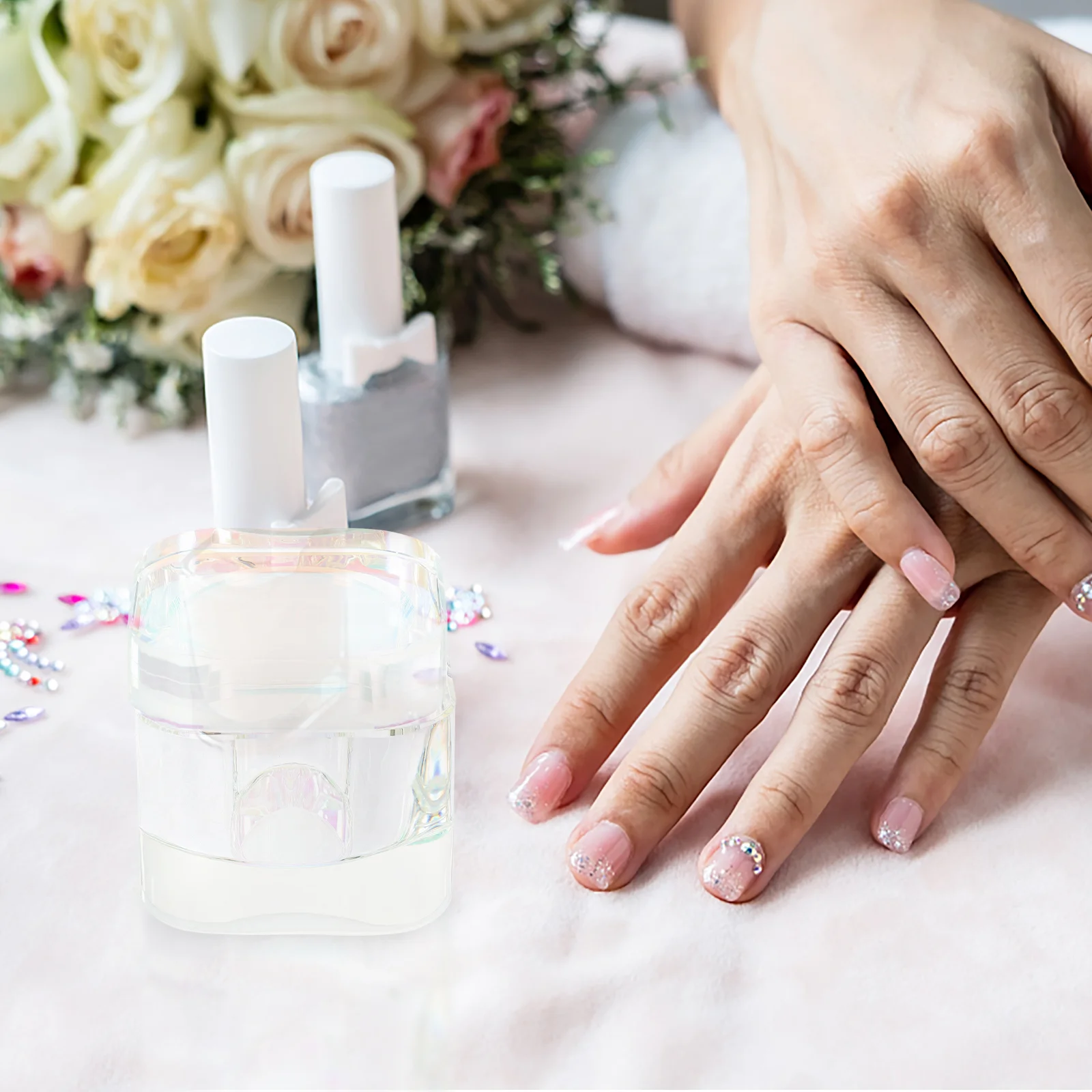 Prato de manicure escova de unhas copo suporte líquido removedor de esmalte ferramentas acrílicas de vidro de cristal