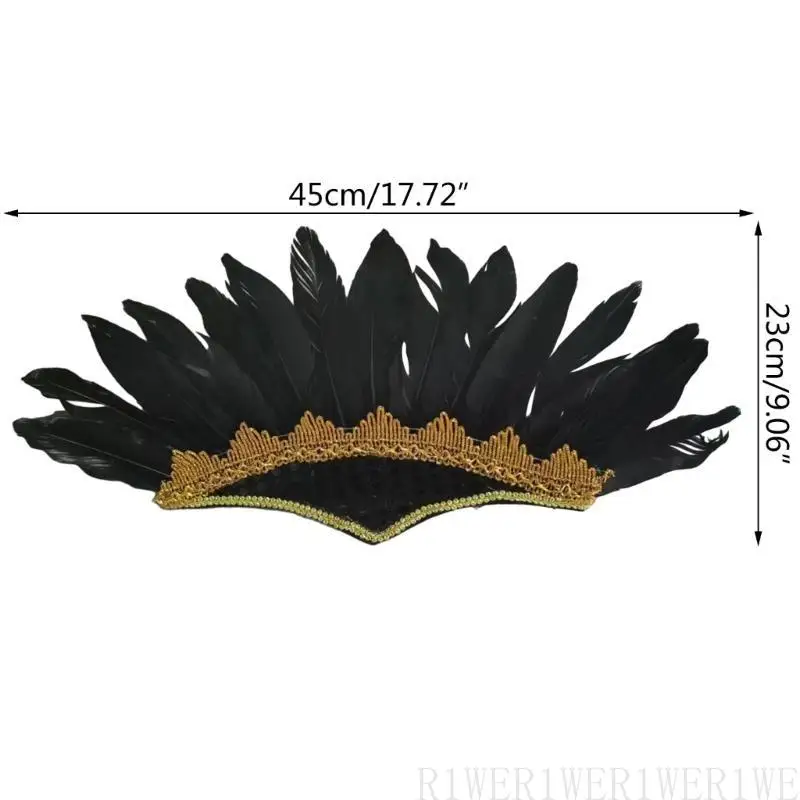 

R1WE Carnivals Празднование повязка на голову для Mardigras Holiday Party Supply Peather Hairsbed Roleplay Headwear Headwear