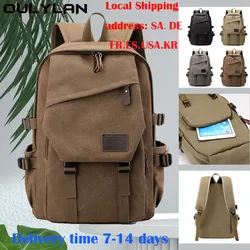 Oulylan Teenagers Large 15.6 inch Backpacks Student Solid Color School Bag Capacity Travel Rucksack High Quality Canvas Bookbag