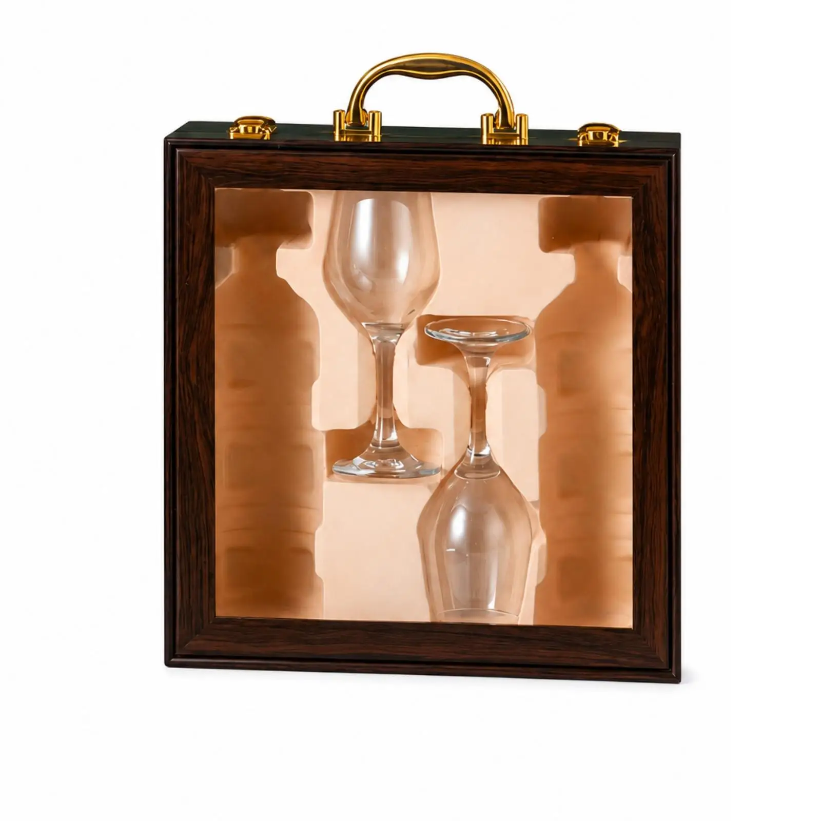 Wine Carrying Case Sturdy Wine and Stemware Presentation Case with Latches Safeguarding Portable for Entertaining Hosts