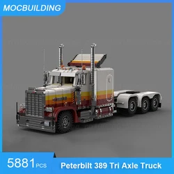 MOC Building Blocks Peterbilt 389 Tri Axle Truck Model DIY Assemble Bricks Transportation Collection Display Toys Gifts 5881PCS