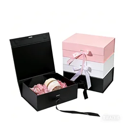 Magnetic Gift Box with Lid for Presents 23x7x17cm Gift Packaging Box with Ribbon For Birthday Party Favors Groomsman Proposal