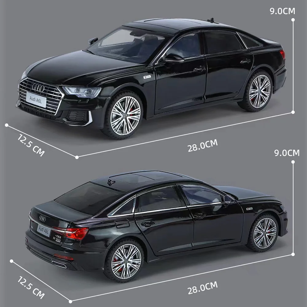 1/18 AUDI A6L Alloy Car Model Toys Diecast Cars 6 Doors Opened with Sound Light Pull Back Scale Models Toys for Boys Gifts