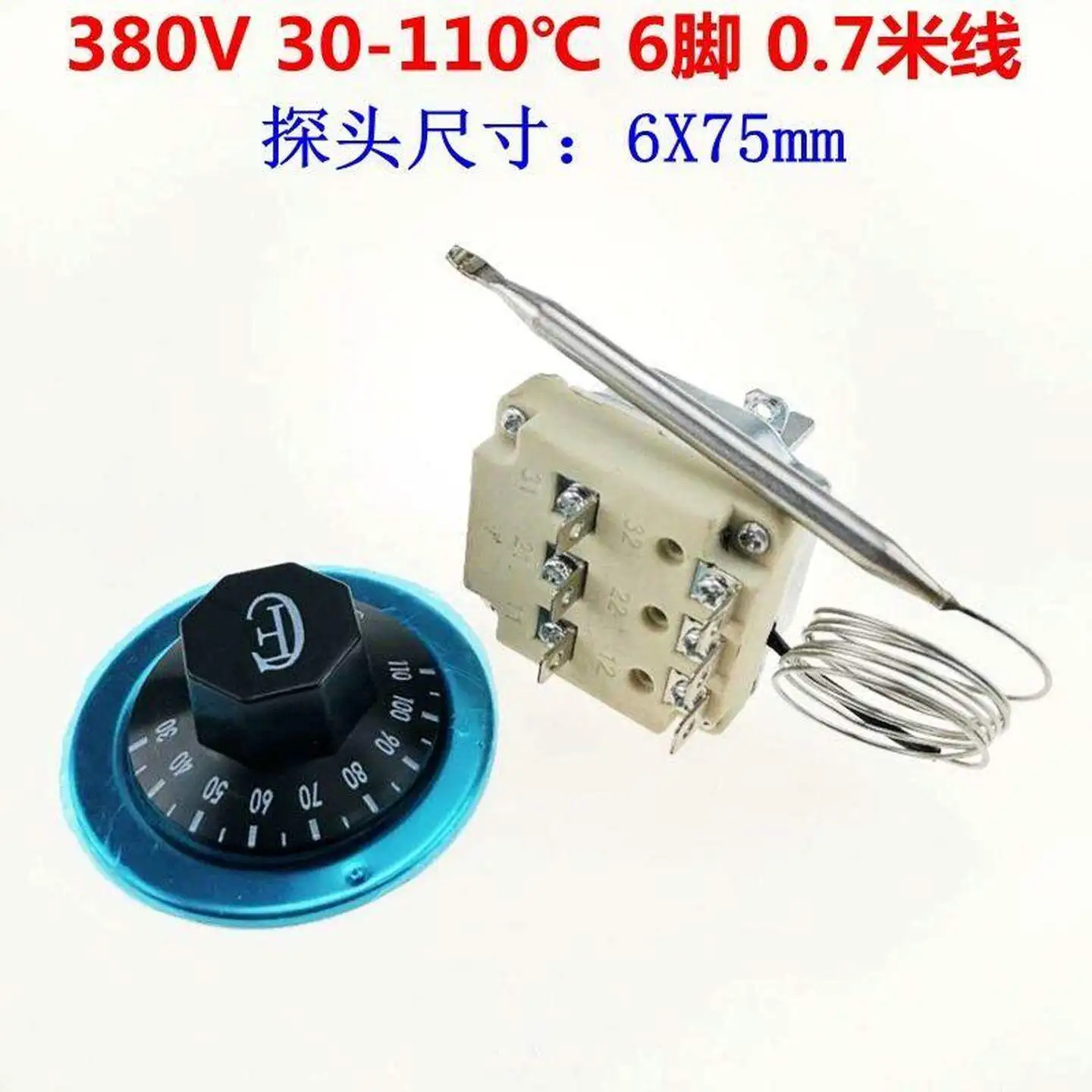 Knob Thermostat, 380V, 30-110℃ / 50-300℃ Temperature Controller, Three-phase Electric Temperature Control Switch